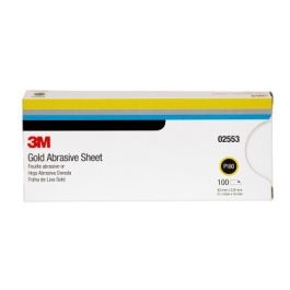 3M™ Gold Abrasive Sheet, 02553, P180 grade, 3 2/3 in x 9 in, 100 sheets per sleeve, 5 sleeves per case