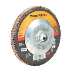 3M™ Cubitron™ II Flap Disc 967A, 60+, T27 Quick Change, 4-1/2 in x 5/8"-11, Giant, 10 ea/Case