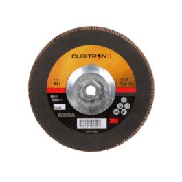 3M™ Cubitron™ II Flap Disc 967A, 80+, T27 Quick Change, 7 in x 5/8"-11, Giant, 5 ea/Case