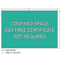 3M™ Diamond Grade™ Safety Sign 3MN205DG, "GAS FREE…SPACE", 6 in x 4 in, 10/Package