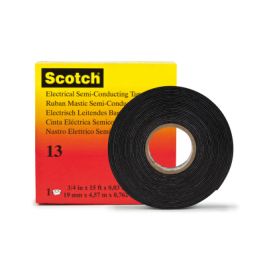 Scotch® Electrical Semi-Conducting Tape 13, 3/4 in x 10 ft, Printed, Black, 250 rolls/Case, BULK