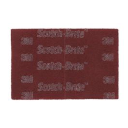 Scotch-Brite™ Hand Pad 7447B Pro, PO-HP, A/O Very Fine, Maroon, 6 in x 9 in, No Perf, 60 ea/Case, Bulk