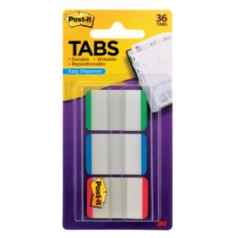 Post-it® Durable Tabs 686L-GBRT, 1 in. x 1.5 in. Green, Blue, Red 6 pk/ inner, 24 pk/cs
