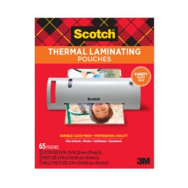 Scotch™ Thermal Pouches TP-8000-VP, Variety Pack of letter size, 4"x6" size, and wallet size pouches