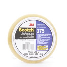 Scotch® Box Sealing Tape 375, Clear, 72 mm x 50 m, 24/Case, Individually Wrapped Conveniently Packaged