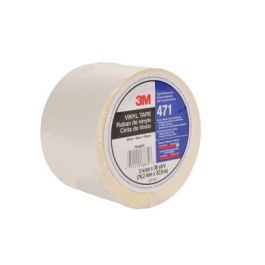3M™ Vinyl Tape 471, White, 3 in x 36 yd, 5.2 mil, 12 Roll/Case, Individually Wrapped Conveniently Packaged
