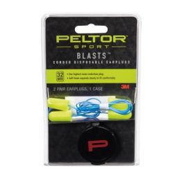 Peltor™ Sport Blasts™ Corded Disposable Earplugs 97081-10C, 2 Pair Pack, Neon Yellow