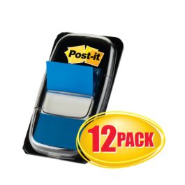 Post-it® Flags 680-BE12, 1 in. x 1.7 in. (25.4 mm x 43.2 mm) Blue 12 disp box, 4 bx/cs