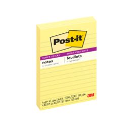 Post-it® Super Sticky Notes 4621-SSCY, 4 in x 6 in Canary Yellow Lined 4 pk 45 sh/pad