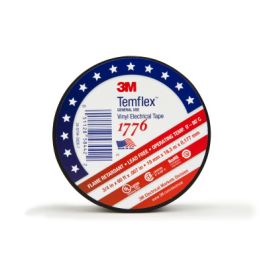3M™ Temflex™ Vinyl Electrical Tape 1776, 3/4 in x ‎60 ft, 1-1/2 in Core, Black, 1 roll/carton, 100 rolls/Case