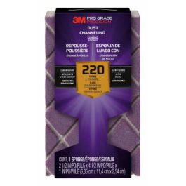 3M™ Pro Grade Precision™ Dust Channeling Block Sanding Sponge 220 grit Extra Fine, 2504TRI-220-CH, 4.5 in x 2.5 in x 1 in, 12/cs