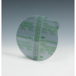 3M™ Microfinishing PSA Film Disc 468L, 30 Mic 3MIL, Type E, 4 in x NH, Die 400BB