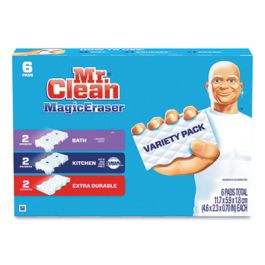 Magic Eraser Variety Pack, Extra Durable; Bath; Kitchen, White, 4.6 x 2.3, 0.7" Thick, White 6/Pack