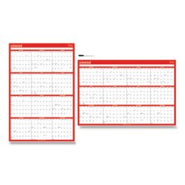 Erasable Wall Calendar, 24 x 36, White/Red Sheets, 12-Month (Jan to Dec): 2026