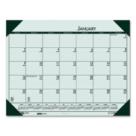 EcoTones Recycled Monthly Desk Pad Calendar, 22 x 17, Green-Tint/Woodland Green Sheets/Corners, 12-Month (Jan to Dec): 2025