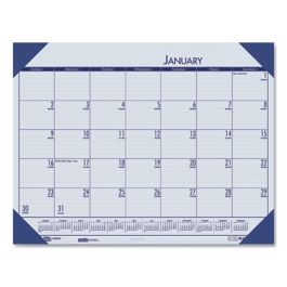 EcoTones Recycled Monthly Desk Pad Calendar, 22 x 17, Ocean Blue Sheets/Corners, Black Binding, 12-Month (Jan-Dec): 2025