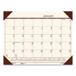 EcoTones Recycled Monthly Desk Pad Calendar, 22 x 17, Moonlight Cream Sheets, Brown Corners, 12-Month (Jan to Dec): 2025