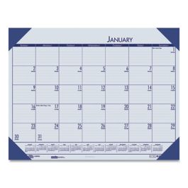 EcoTones Recycled Monthly Desk Pad Calendar, 18.5 x 13, Ocean Blue Sheets/Corners, Black Binding, 12-Month (Jan to Dec): 2025