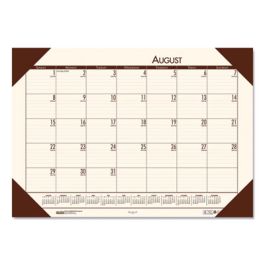 EcoTones Recycled Academic Desk Pad Calendar, 18.5 x 13, Cream Sheets, Brown Corners, 12-Month (Aug to July): 2025 to 2026