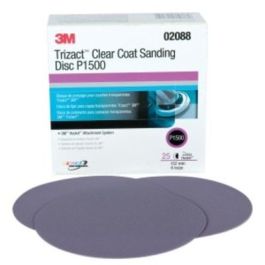 3M™ Trizact™ Hookit™ Clear Coat Sanding Abrasive Disc 471LA 02088, P1500, A10, 6 in (150 mm), 25 Discs/Carton, 4 Cartons/Case