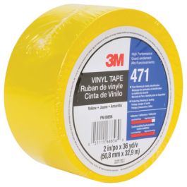 3M™ Vinyl Tape 471, Yellow, 2 in x 36 yd, 5.2 mil, 24 Roll/Case, Individually Wrapped Conveniently Packaged
