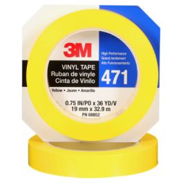 3M™ Vinyl Tape 471, Yellow, 3/4 in x 36 yd, 5.2 mil, 48 Roll/Case, Individually Wrapped Conveniently Packaged