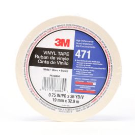 3M™ Vinyl Tape 471, White, 3/4 in x 36 yd, 5.2 mil, 48 Roll/Case, Individually Wrapped Conveniently Packaged