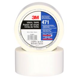 3M™ Vinyl Tape 471, White, 2 in x 36 yd, 5.2 mil, 24 Roll/Case, Individually Wrapped Conveniently Packaged