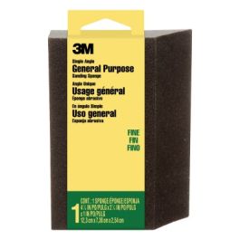 3M™ General Purpose Sanding Sponge CP040-12-CC, Single Angle, 2 7/8 in x 4 7/8 in x 1 in, Fine, 1/pk, 12 pks/cs