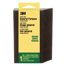 3M™ General Purpose Sanding Sponge CP041-12-CC, Single Angle, 2 7/8 in x 4 7/8 in x 1 in, Medium, 1/pk, 12 pks/cs