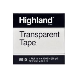 Highland™ Transparent Tape 5910, 1/2 in x 1296 in Boxed