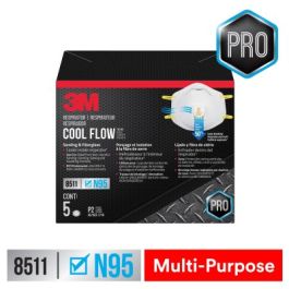 3M™ Sanding and Fiberglass Valved Respirator 8511H5-DC-PS, 5 ea/pk, 8 pks/cs