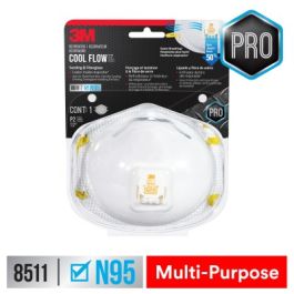 3M™ Sanding and Fiberglass Valved Respirator 8511H1-DC-PS, 1ea/pk, 12 pks/cs