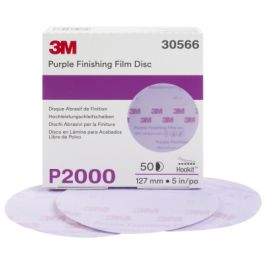 3M™ Hookit™ Purple Finishing Film Abrasive Disc 260L, 30566, 5 in, P2000, 50 discs per carton, 4 cartons per case