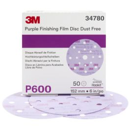 3M™ Hookit™ Purple Finishing Film Abrasive Disc 260L, 34780, 6 in, Dust Free, P600, 50 discs per carton, 4 cartons per case