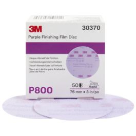 3M™ Hookit™ Purple Finishing Film Abrasive Disc 260L, 30370, 3 in, P800, 50 discs per carton, 4 cartons per case