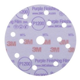 3M™ Hookit™ Purple Finishing Film Abrasive Disc 260L, 51158, 6 in, Dust Free, P1200, 50 discs per carton, 4 cartons per case