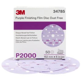 3M™ Hookit™ Finishing Film Disc Dust-Free, 34785, 6 in, 17 Hole, P2000, 50 discs per carton, 4 cartons per case