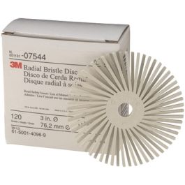 Scotch-Brite™ Radial Bristle Disc, RB-ZB, 120, 3 in x 3/8 in, 10/Carton, 4 Cartons/Case