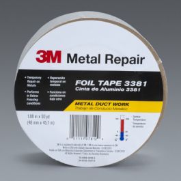3M™ Aluminum Foil Tape 3381, Silver, 1.88 in x 50 yd, 2.8 mil, 12 Rolls/Case