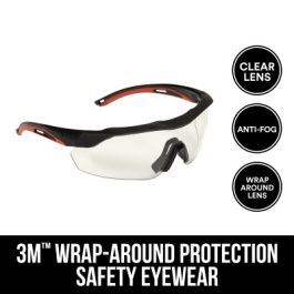 3M™ Performance Eyewear Anti-Fog, 47090H1-DC, Black/Red, Clear Lens, 4/case