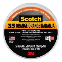 Scotch® #35 Vinyl Electrical Tape, 10869-DL-5, 3/4 in x 66 ft x 0.007 in, Orange, 5/case