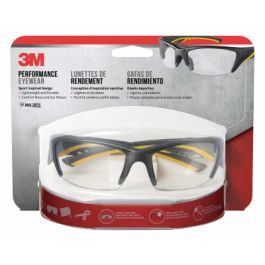 3M™ Safety Eyewear 90212-HZ4, Gray Frame Yellow Accent, Clr/AF & Scratch Resistant Lens, 4/cs