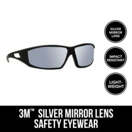 3M™ Safety Eyewear Silver Mirror, 90213-HZ4-NA, Blk Frame Gry Accent, AF & Scratch Resistant Lens, 4/cs