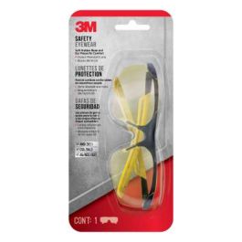 3M™ Safety Eyewear Amber Comfort 90211-HV6-NA, Black Frame Yellow Accent, AF & Scratch Resistant Lens, 6 ea/case