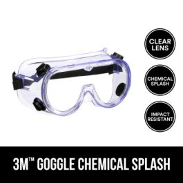 3M™ Goggle Chemical Splash, 91252H1-DC-14, Black Strap, Clear Lens, 14/case