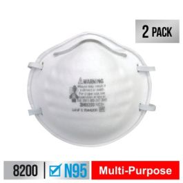 3M™ Sanding and Fiberglass Respirator N95 Particulate, 8200H2-C, 2 eaches/pack, 3 packs/inner, 4 inners/case