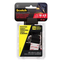Scotch™ Extreme Mounting Squares Value Pack RFD7021-VPESF, 1 in x 1 in (25,4 mm x 25,4 mm), Black, 36 Squares