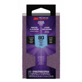3M™ Pro Grade Precision™ Faster Sanding Block Sponge, 24000TRI-M-B, 2.5 in x 4.5 in x 1 in, 80 grit, Medium, 12/cs