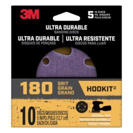 3M™ Ultra Durable 5 inch Power Sanding Discs, Universal Hole, 180 grit, Disc5in10pk180, 10/pk, 12pks/cs